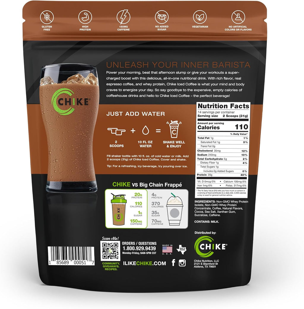 Chike Protein Iced Coffee Mocha 15.3oz (434g) 2 Pack! 28 Servings Total