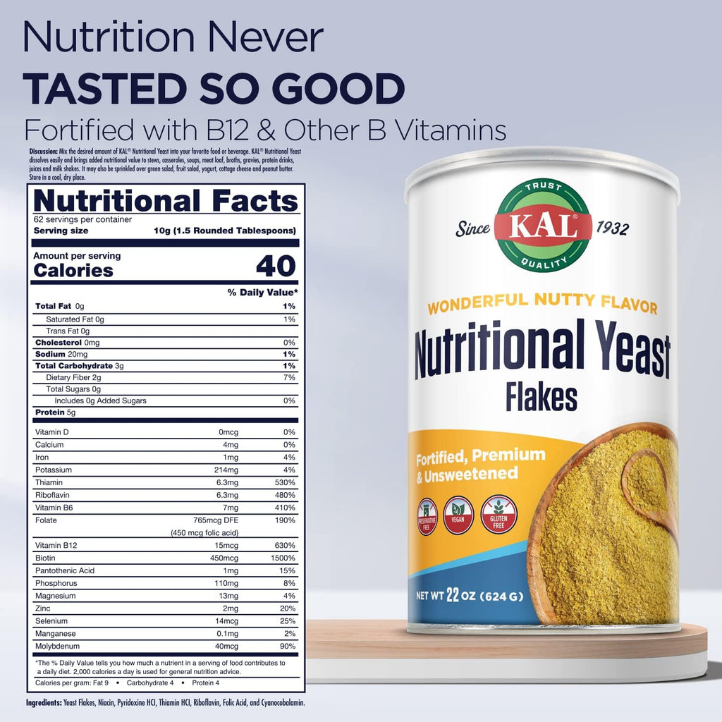 KAL Nutritional Yeast Flakes Unsweetened Nut 22 oz
