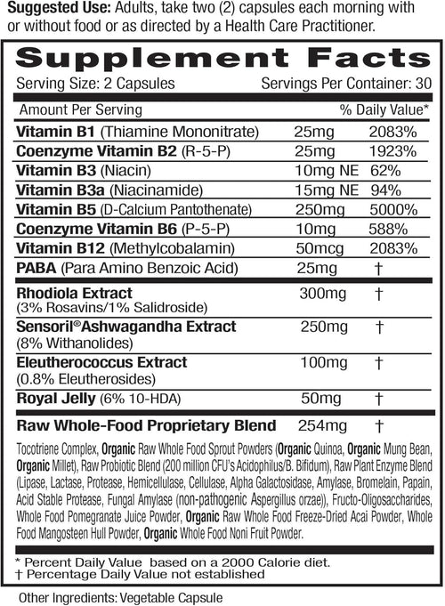 Emerald  Adrenal Health, Unflavored 60 Vegetable Capsules 2Pack! 120 Capsules Total