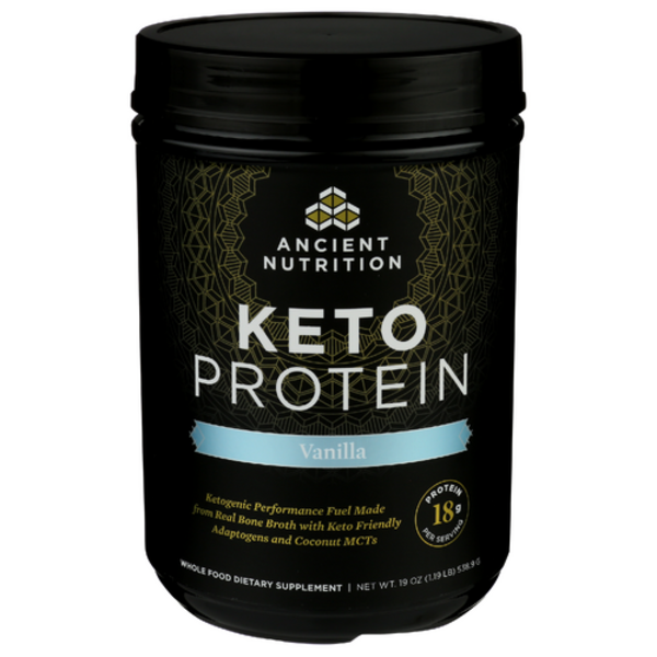 Ancient Nutrition Keto Protein Powder, Vanilla Flavor, 18g Protein, 19 oz (17 Servings)