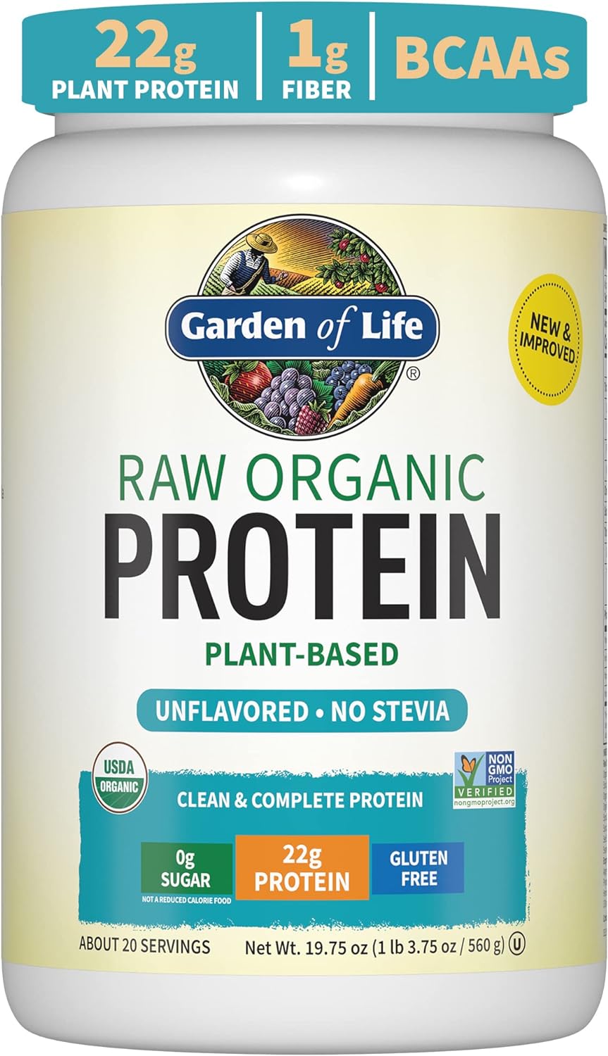 Garden of Life Raw Organic Protein  Plant Based Unflavored 19.75 oz 1.23 lbs
