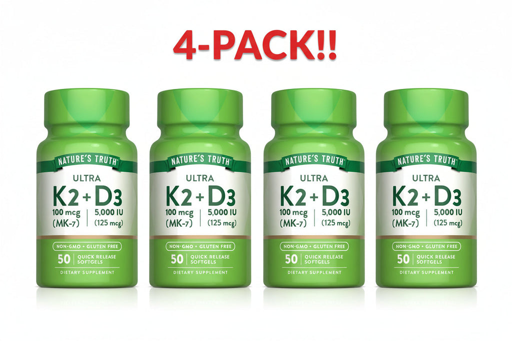 Nature's Truth Vitamin K2 D3 50 Quick Release Soft-gels 4Pack! 200 Soft-gels Total