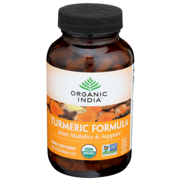 Organic India Organic Turmeric Formula | Joint Mobility & Anti-Inflammatory Support | 180 Vegetarian Capsules