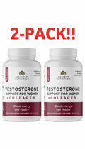 Ancient Nutrition Testosterone Support + Collagen Capsules (Unflavored), 180 Total Caps - Hormone Balance for Women - 2 Pack Value