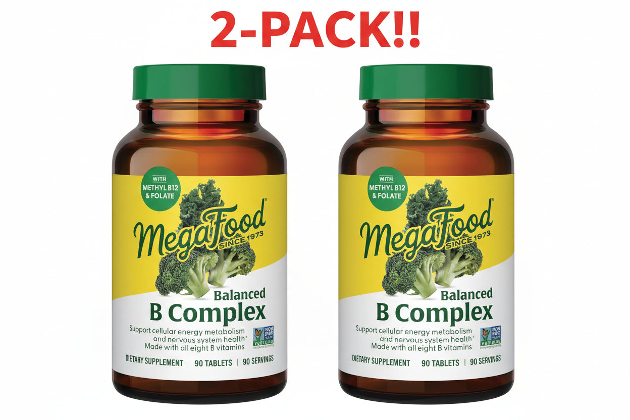 MegaFood Balanced B Complex Unflavored 90 Tablets 2Pack! 180 Tablets Total