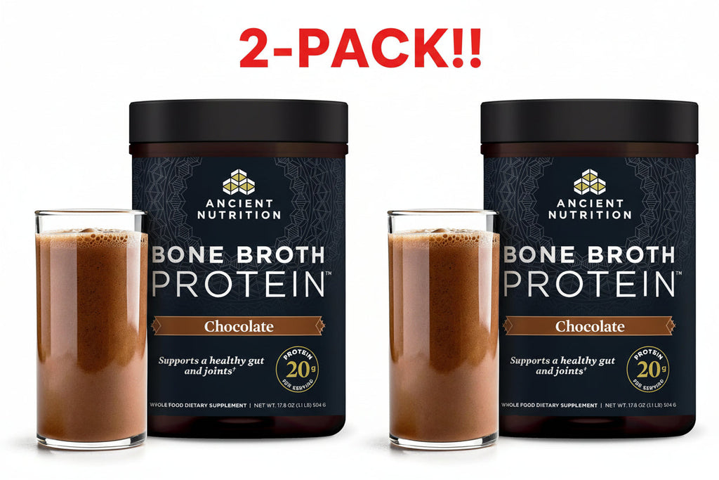 Ancient Nutrition Bone Broth Protein Powder Chocolate 17.8oz 2 Pack! (40 Total Servings) - 20g Protein - 2 Pack Value
