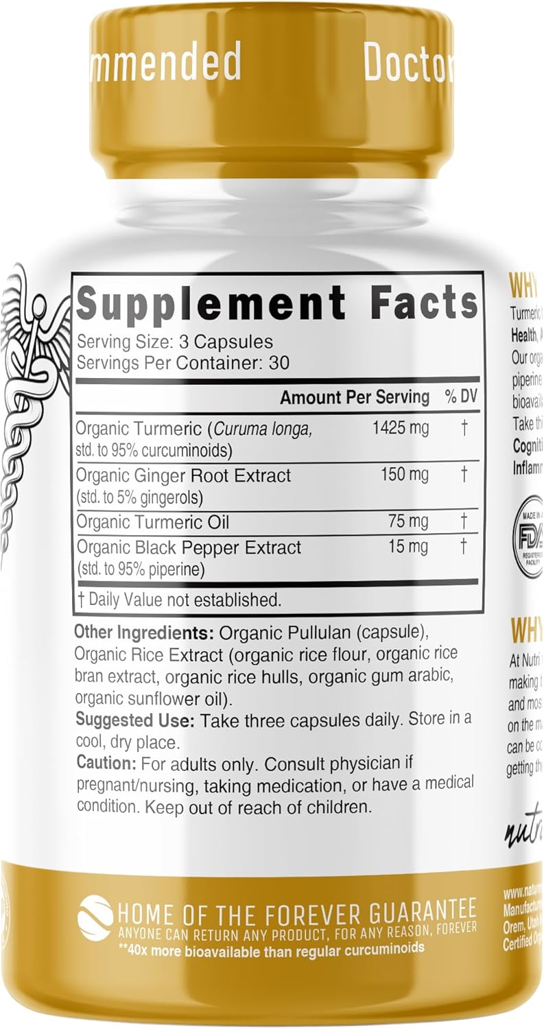 Nature's Fusions Nutri Turmeric Curcumin+ 90 Organic Capsules 2Pack! 180 Capsules Total