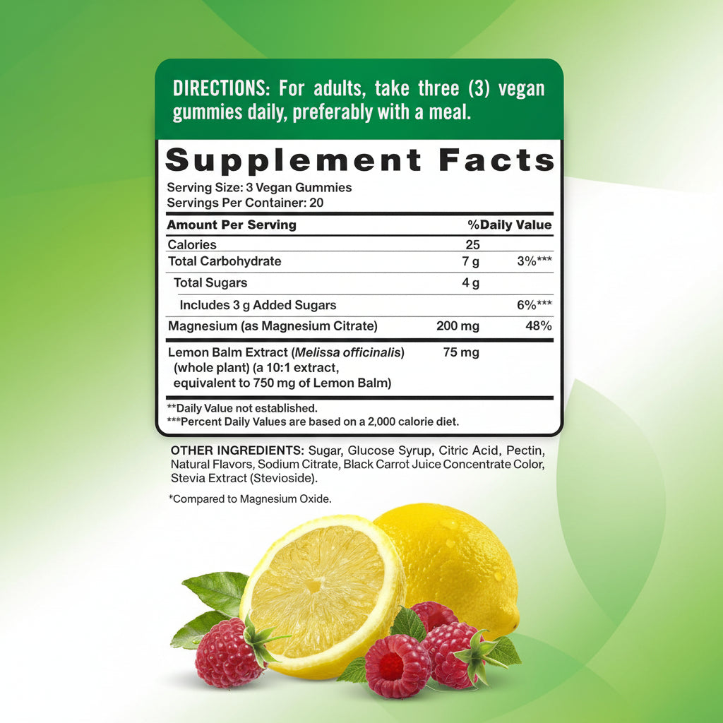 Nature's Truth Magnesium  Gummies 200 mg Lemon Raspberry 60 Gummies