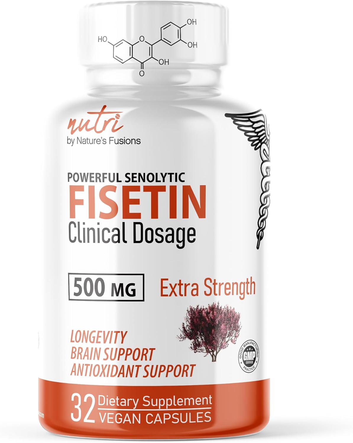 Nature's Fusions Nutri Fisetin Clinical Dosage 500mg 32 Vegan Capsules