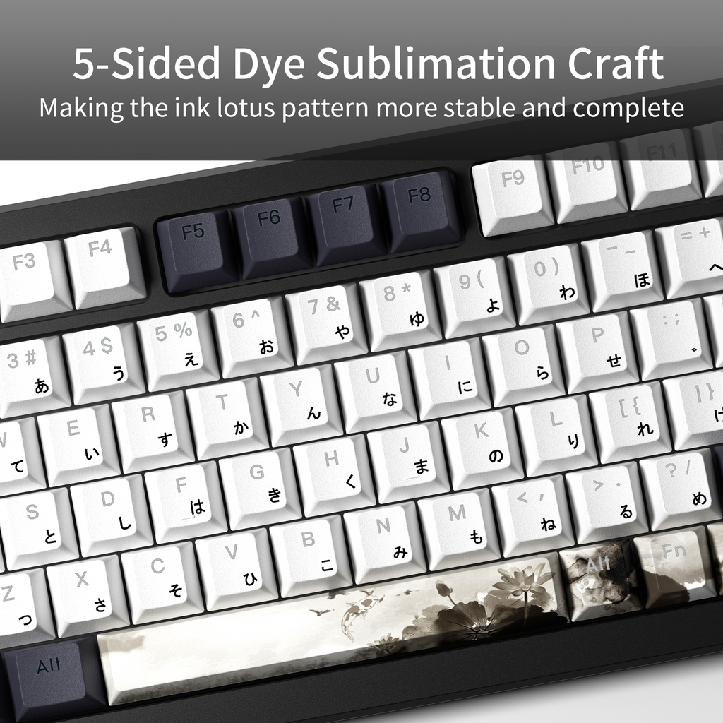 XVX  Lotus Cherry Profile Shine Through Double shot  5-sided Dye-Sub PBT Keycap Set (133-Key)