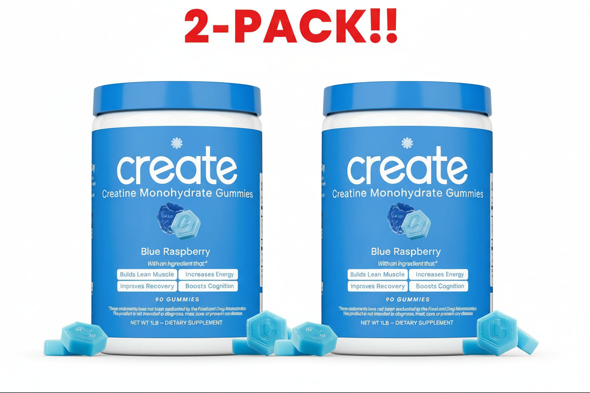 Create Creatine Monohydrate Gummies Blue Raspberry,  60ct  2Pack! 180 Gummies Total