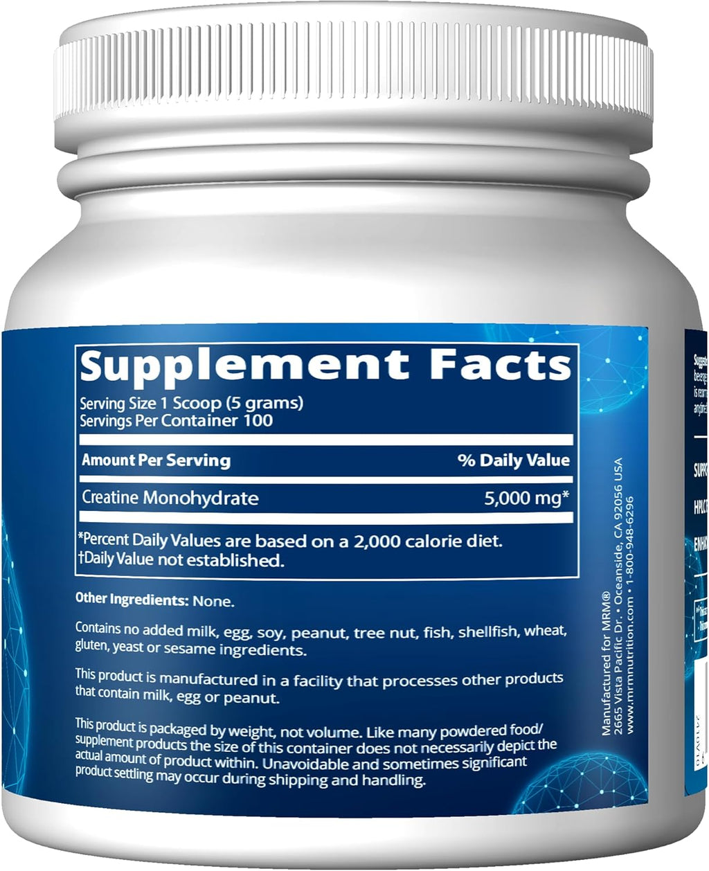 MRM Nutrition Creatine Monohydrate 500 Unflavored, 500g