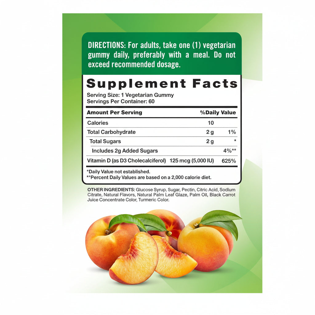 Nature's Truth Vitamin D3 Gummies Peach 60 Gummies