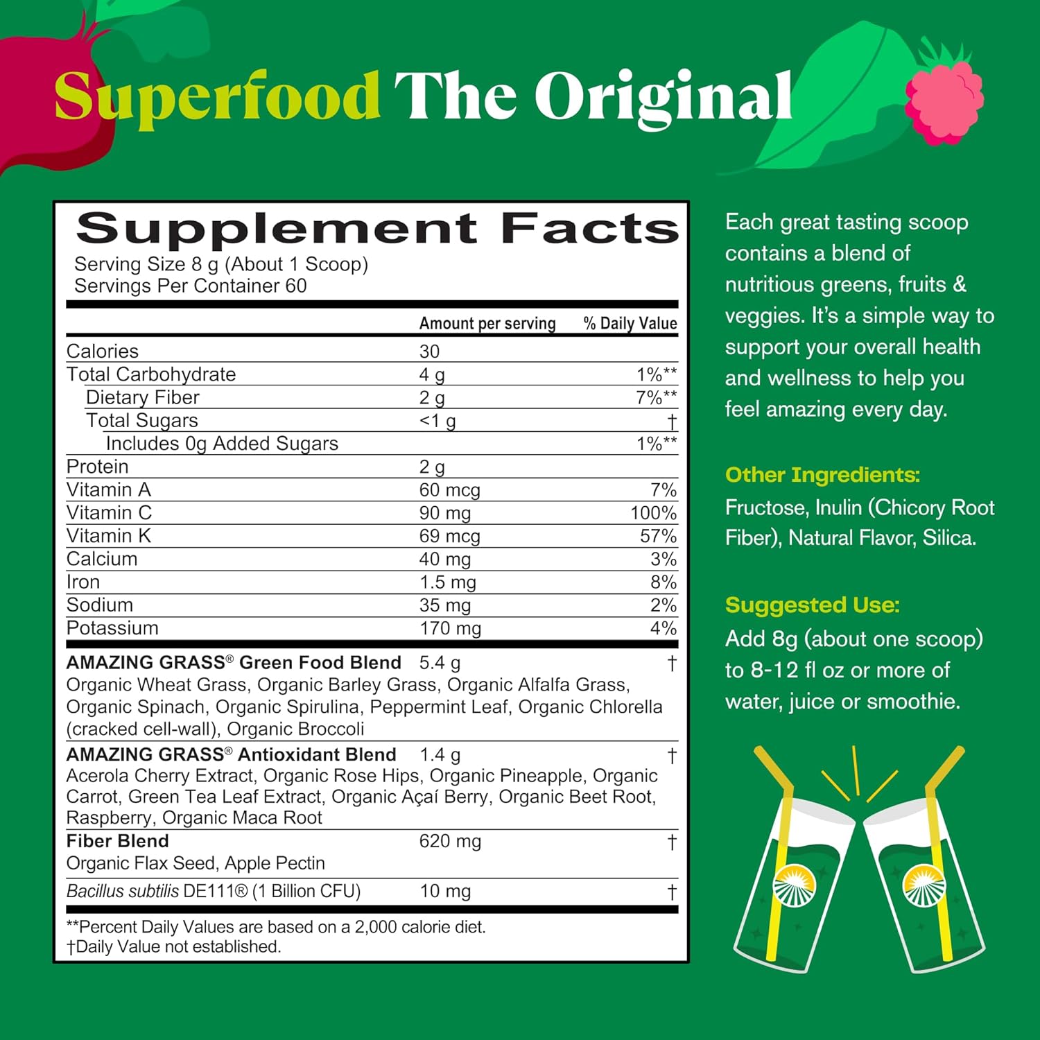 Amazing Grass Blend Superfood 16.9 oz 2Pack! 33.8oz Total