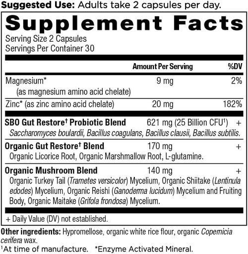 Ancient Nutrition SBO Probiotics Gut Restore, 120 Capsules (2 x 60 Count) – Double Pack!