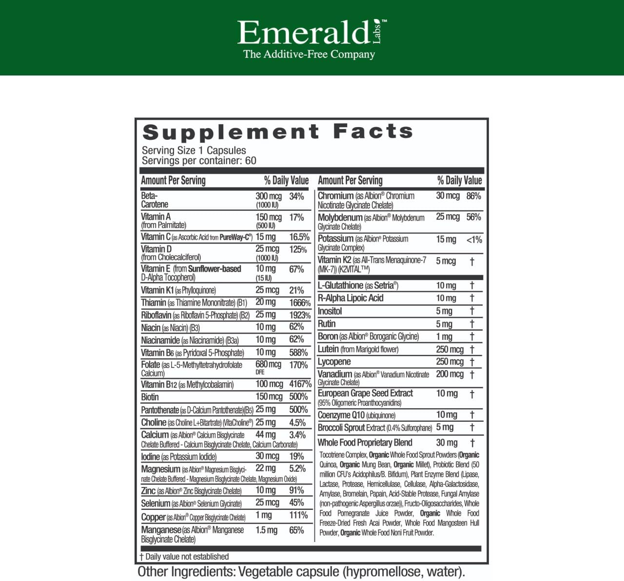 Emerald Labs Women's 45+ 60 Vegetable Capsules