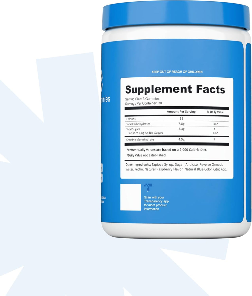 Create Creatine Monohydrate Gummies Blue Raspberry, 90 Count