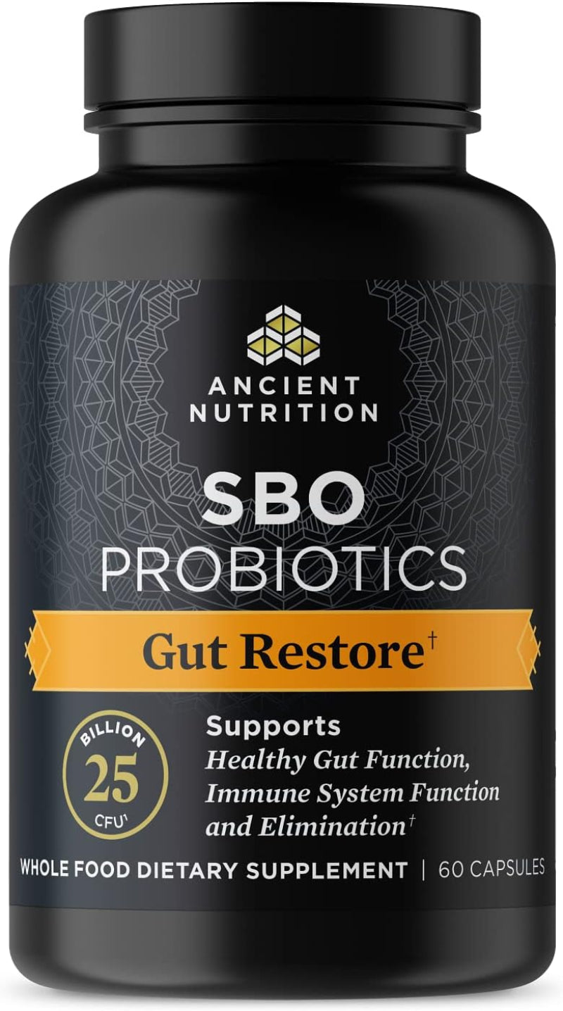 Ancient Nutrition SBO Probiotics Gut Restore, 60 Capsules (30 Servings) – 25 Billion CFU