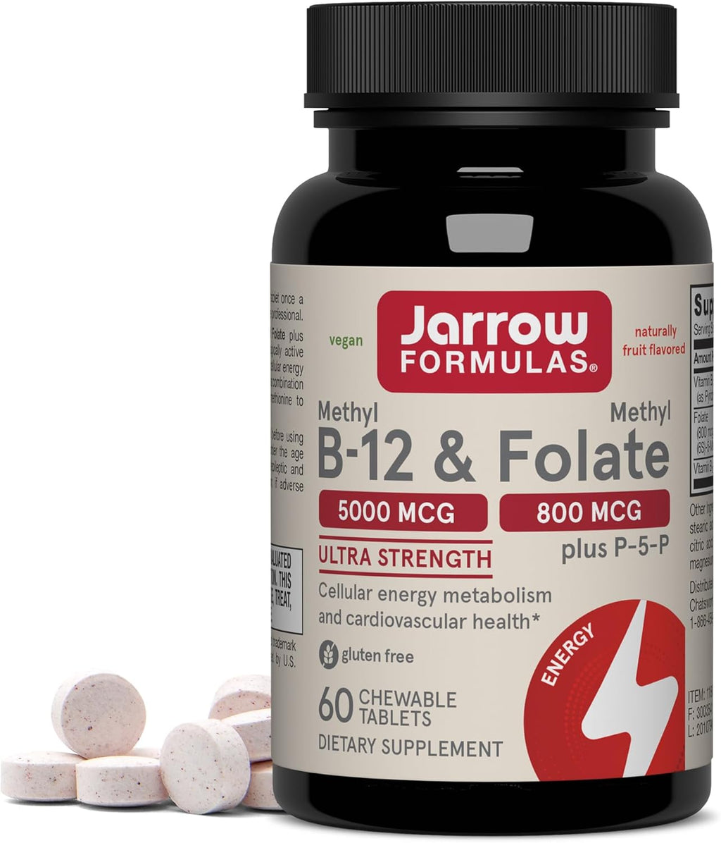 Jarrow Formulas Methyl B-12 & Folate Lemon 60 Chewable Tablets