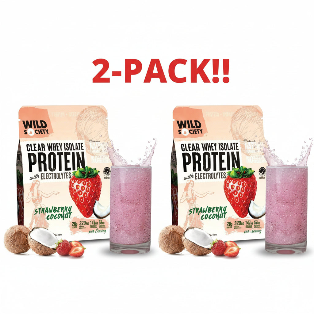 Wild society Clear Whey Isolate Protein + Electrolytes Strawberry Coconut 16oz 454g 2Pack! 320z Total