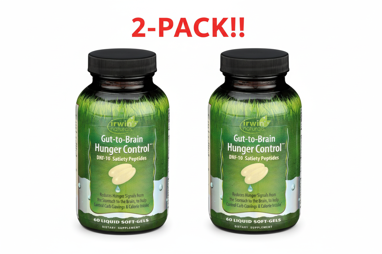 Irwin Naturals Gut-To-Brain Hunger Control 60 Liquid Soft-gels 2Pack! 120 Liquid Soft-Gels Total