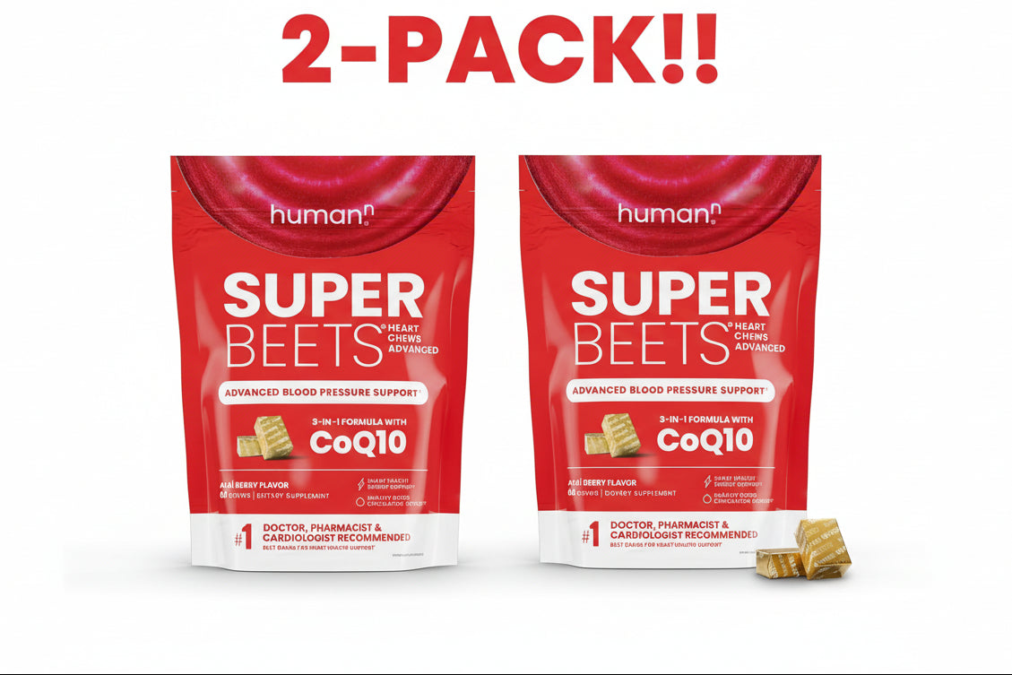 HumanN SuperBeets Heart Chews Pomegranate Berry 60 Soft Chews 2Pack! 120 Chews Total