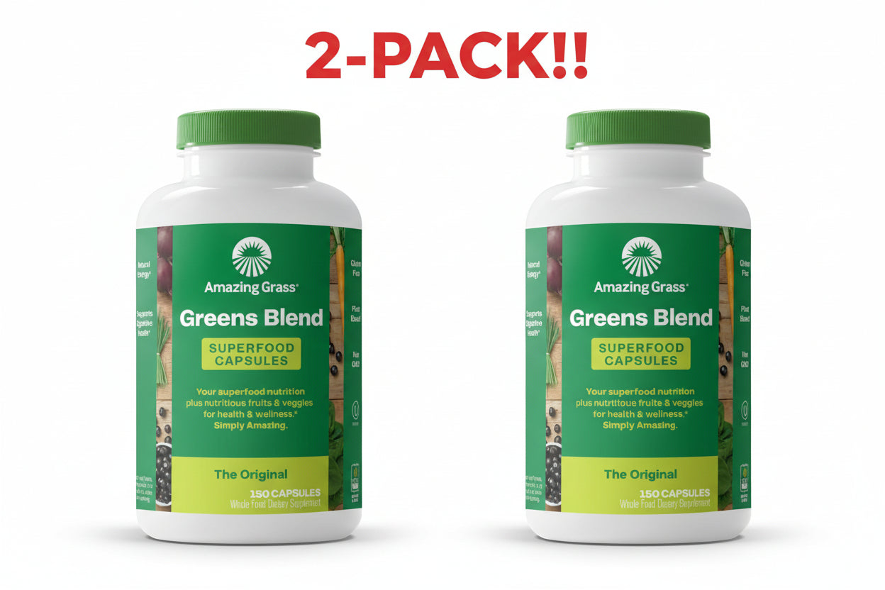 Amazing Grass Greens Blend Superfood 150 Capsules 2 Pack! (300 Total Capsules)