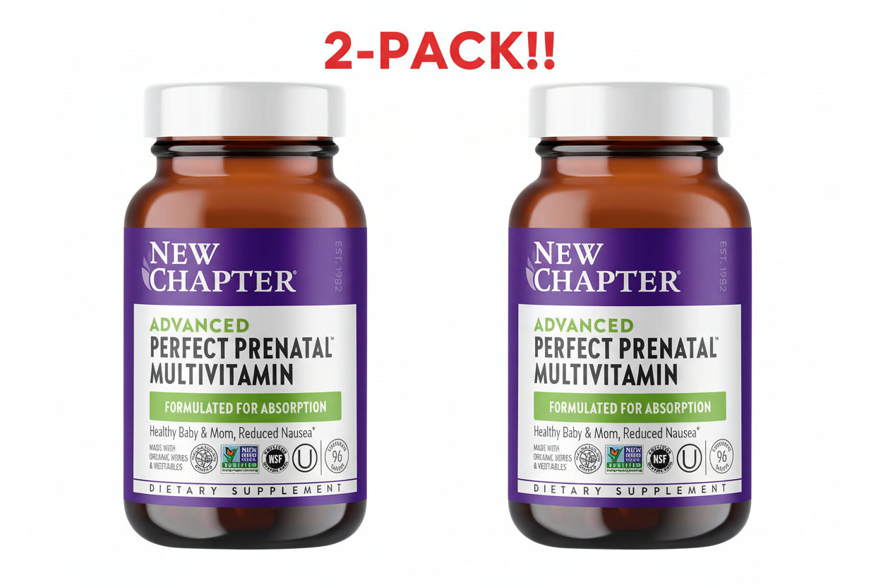 New Chapter Perfect Prenatal Multivitamin Double Pack! – Organic Whole-Food Fermented with Methylfolate + Iron (192 Tablets Total, Unflavored)