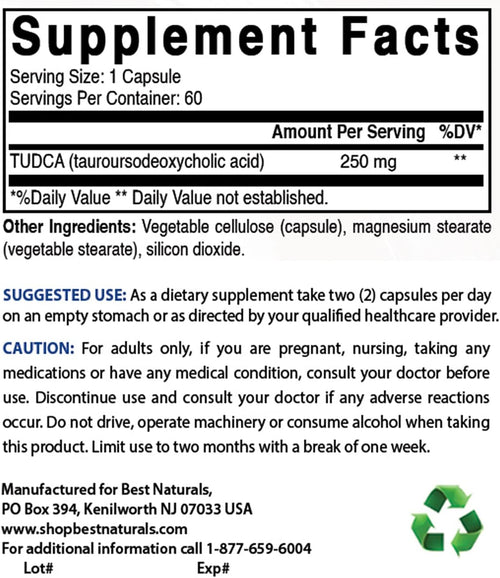 Best Naturals TUDCA 250mg 60 Capsules and NAC 600mg 120 Capsules Bundle - Liver Support & Detoxification Supplement Set - Antioxidant & Cellular Health Kit