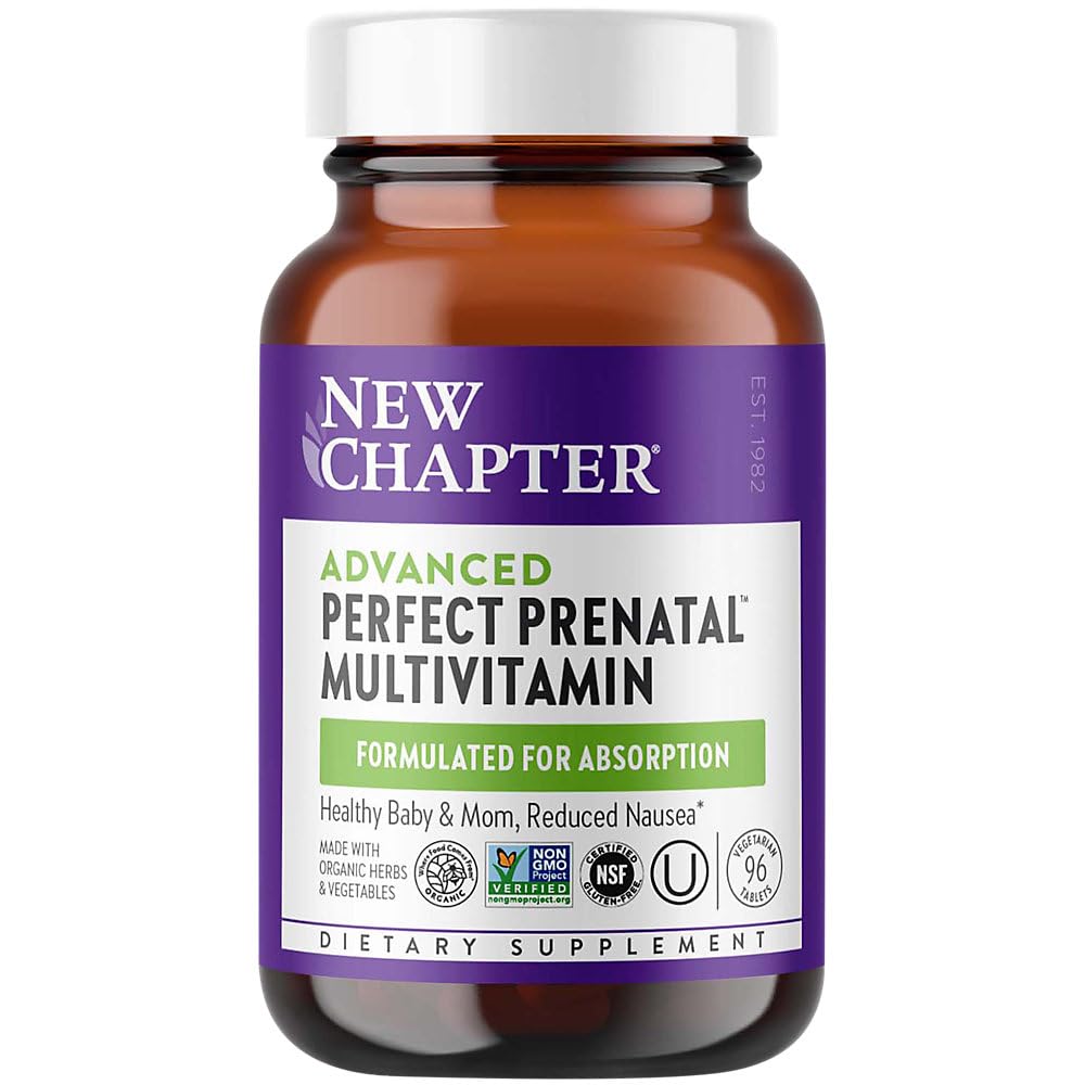 New Chapter Perfect Prenatal Multivitamin – Organic, Non-GMO with Methylfolate + Iron (96 Tablets, Unflavored)