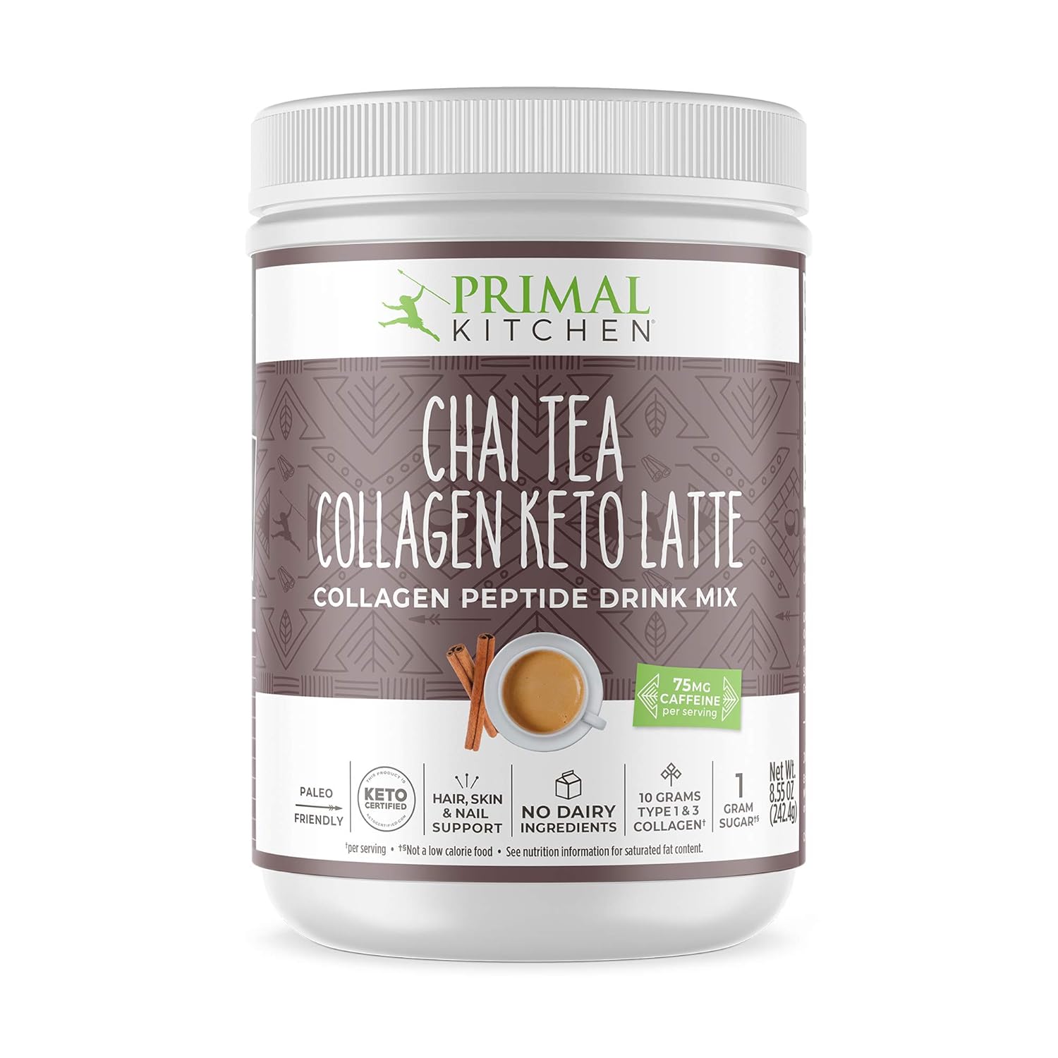 Primal Kitchen Chai Tea Collagen Keto Latte Powder, 8.55 oz (approx. 15 Servings)
