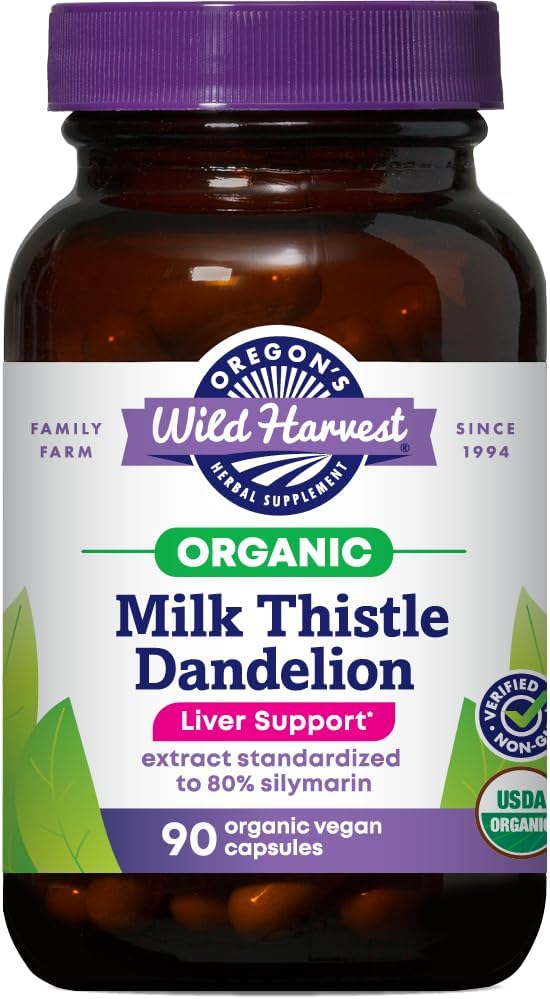 Oregon's Wild Harvest Certified Organic Milk Thistle Dandelion, 90 Count (Plus Available DISCOUNTS!!)