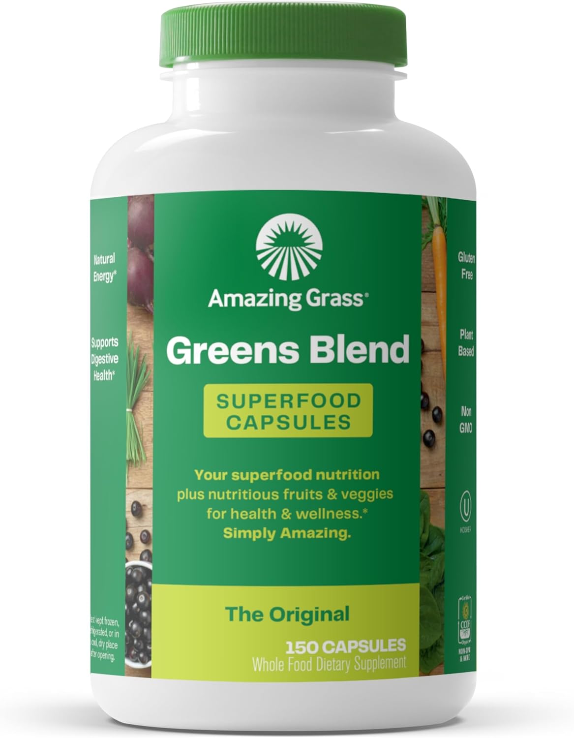 Amazing Grass Greens Blend Superfood, 150 Capsules – Organic Spirulina, Chlorella & Probiotics Plus Available DISCOUNTS!!
