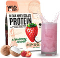 Wild Society Clear Protein Powder + Electrolytes (Strawberry Coconut, 16oz) | 20g Clear Whey Isolate | Zero Sugar Post Workout Drink
