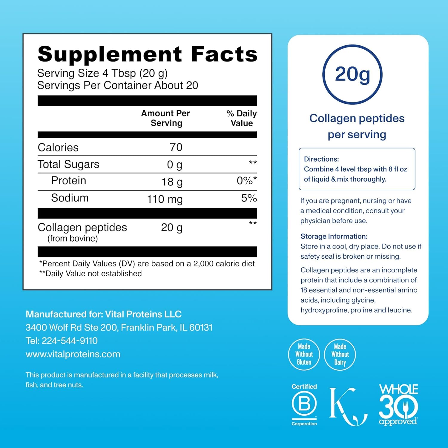 Vital Proteins Collagen Peptides Powder (2-Pack) | Grass-Fed, Unflavored | Double Value Bundle | 28.6 Total oz