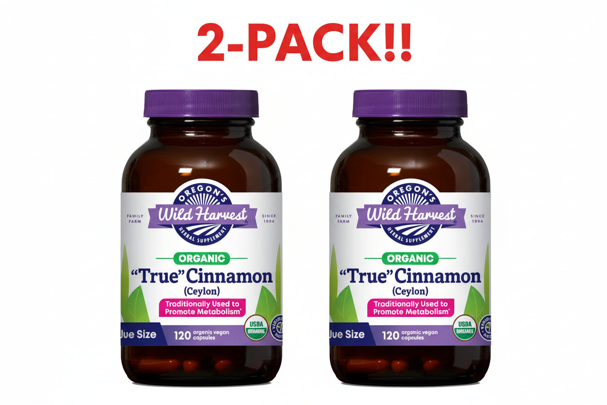 Oregon's Wild Harvest Organic True Cinnamon Ceylon Double Pack! – Unflavored – 240 Total Vegan Capsules (120ct x 2) – Plus Available DISCOUNTS!!