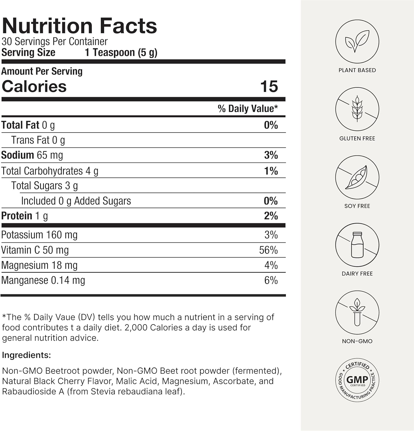 HumanN SuperBeets Black Cherry Powder - 5.3 oz Concentrated Beetroot Crystals, 30 Servings