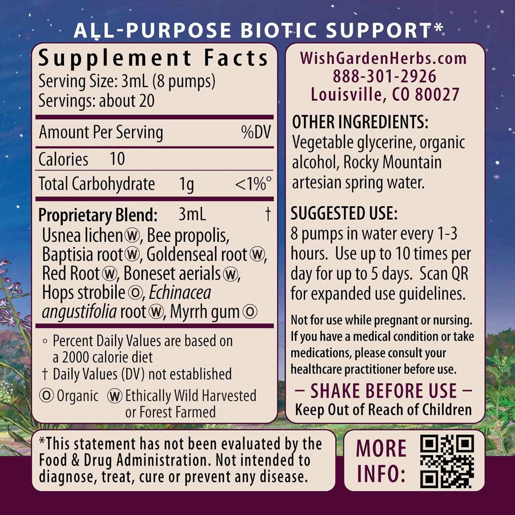 WishGarden Herbs Kick-Ass Biotic Immune Hero, Herbal Biotic Formula, 4 oz - Plus Available DISCOUNTS!!