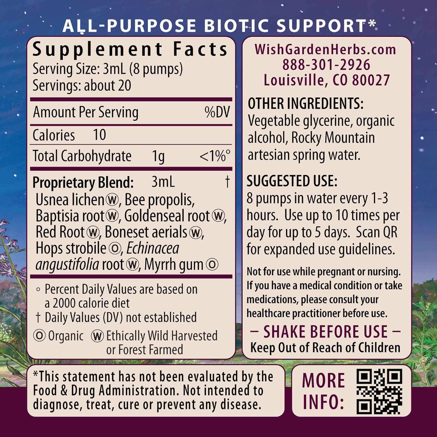 WishGarden Herbs Kick-Ass Biotic Immune Hero, Herbal Biotic Formula, 4 oz - Plus Available DISCOUNTS!!