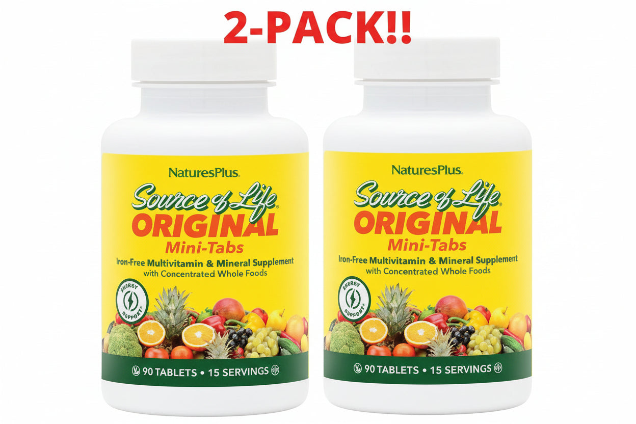 Natures Plus Source of Life Mini-Tabs Unflavored 60 Mini Tablets 2Pack! 120 Tablets Total