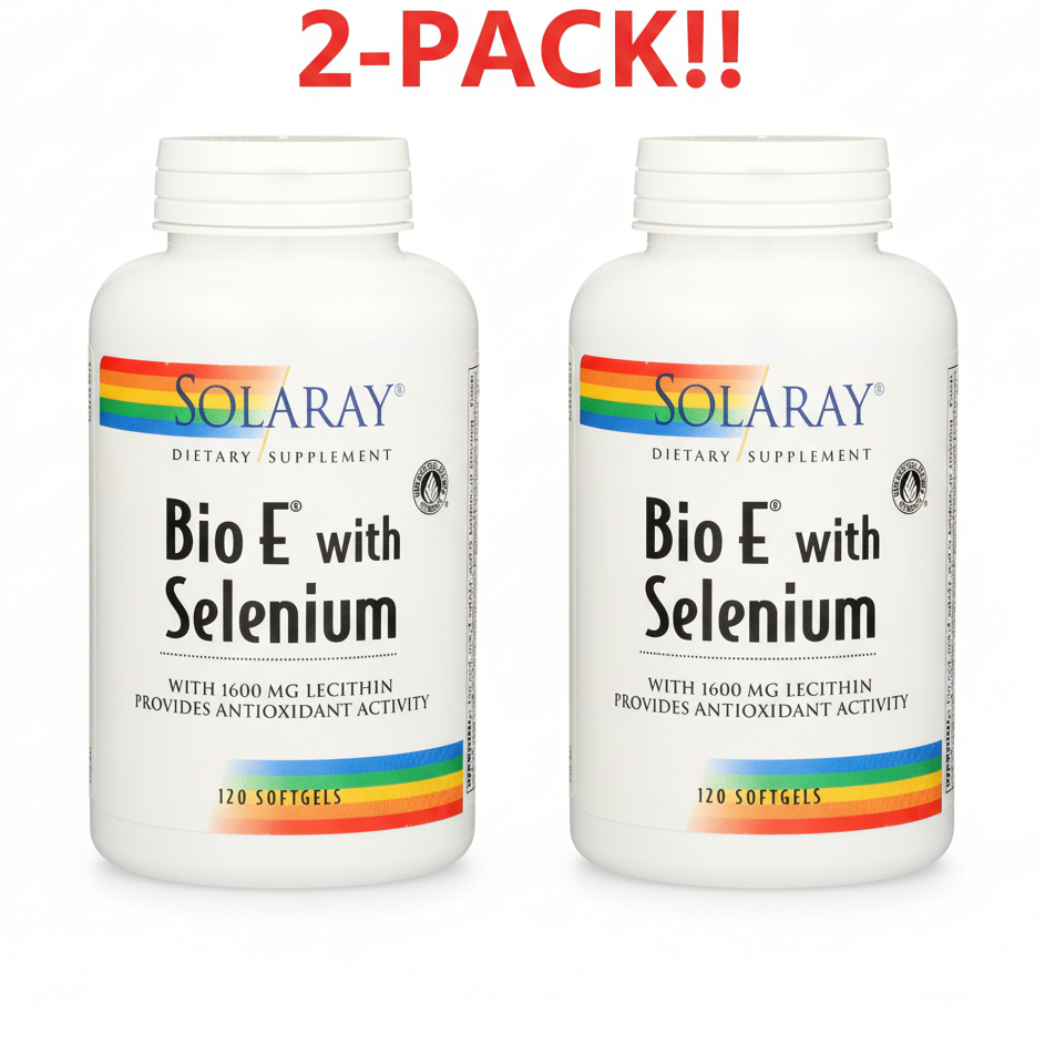 Solaray Bio E with Selenium - High-Potency Antioxidant & Cardiovascular Support (2 Pack: 240 Softgels