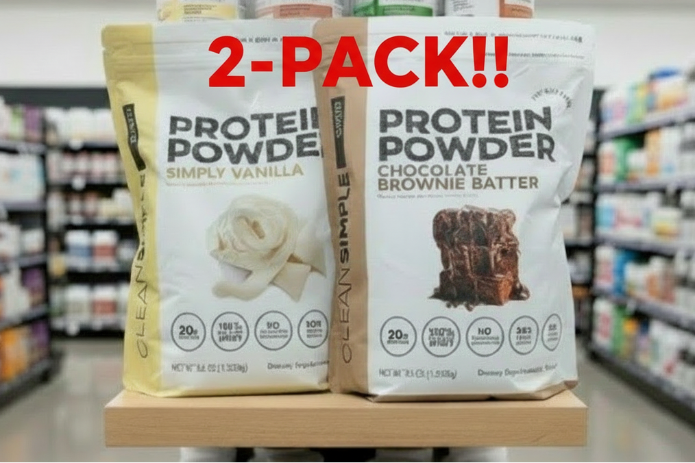 Clean Simple Eats Protein Powder Variety Simply Vanilla & Chocolate Brownie Batter 33.9oz  (990g) 2 Pack!  69.8oz Total