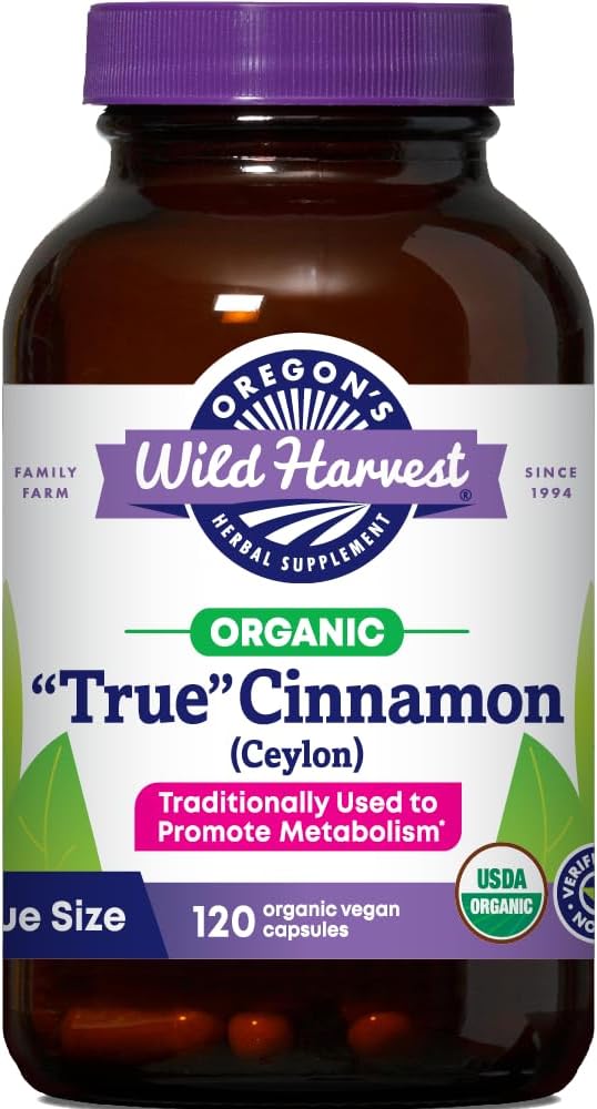 Oregon's Wild Harvest Organic True Cinnamon Ceylon, 120 Vegan Capsules – Plus Available DISCOUNTS!!