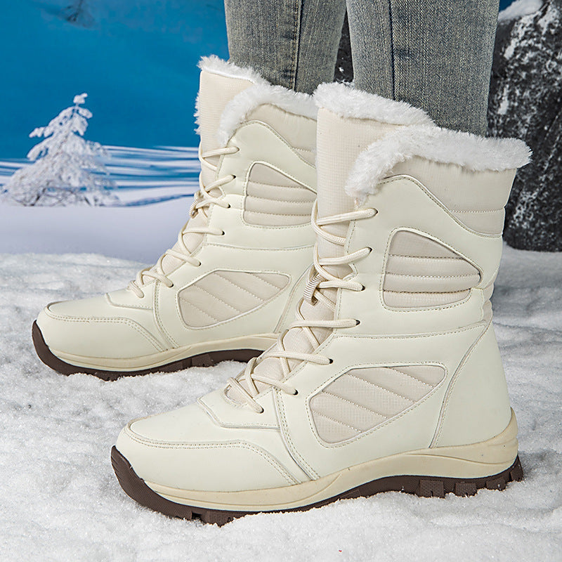 Women’s High-Top Winter Snow Boots – Fleece Lined Waterproof Cotton Boots