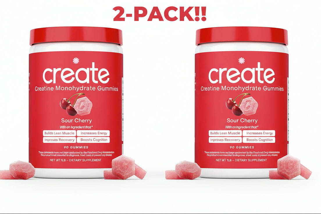 Create Creatine Monohydrate Gummies Sour Cherry 90ct 2Pack!  180ct Total