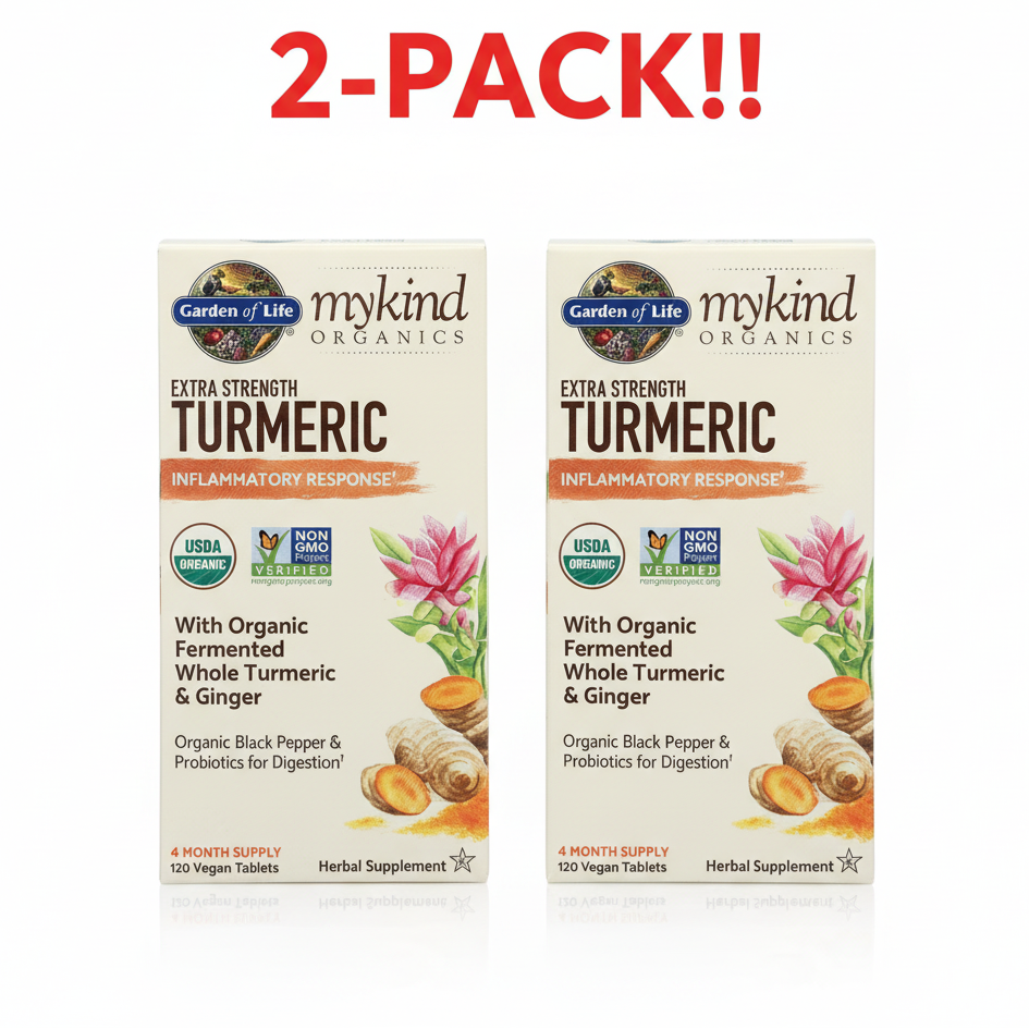 Garden of Life mykind Organics Extra Strength Turmeric 120 Tablets 2Pack! 240 Tablets Total