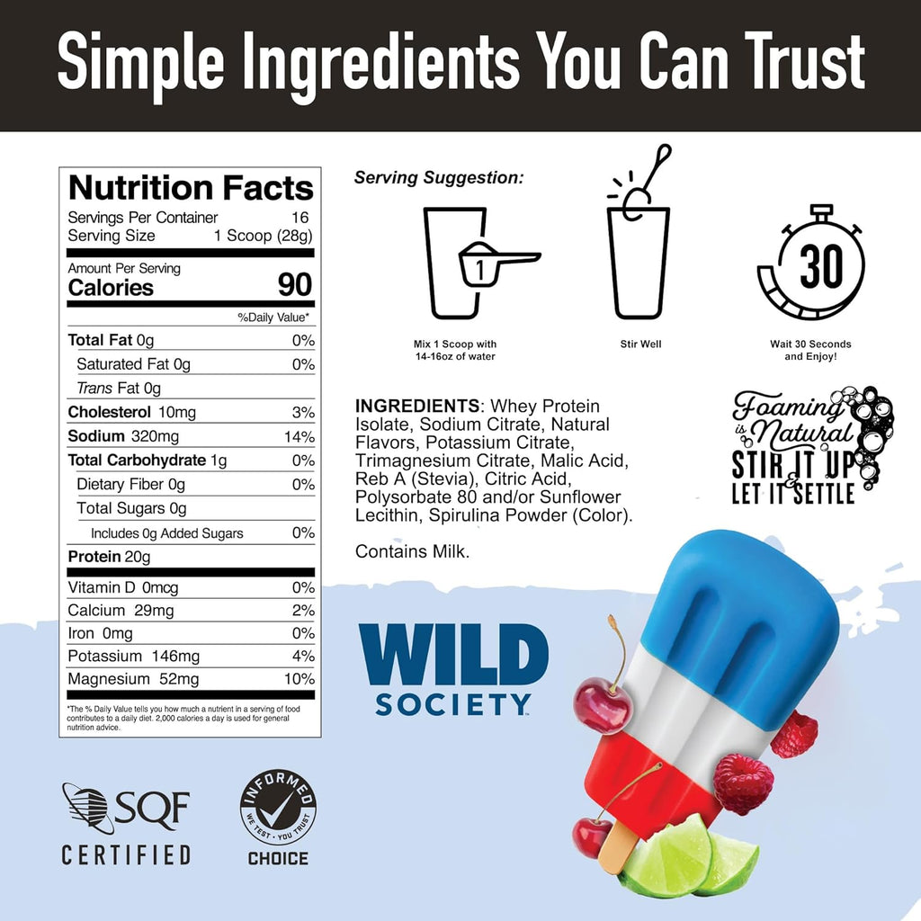 Wild Society Clear Whey Isolate Rocket Pop 16 oz 2Pack! 32oz Total