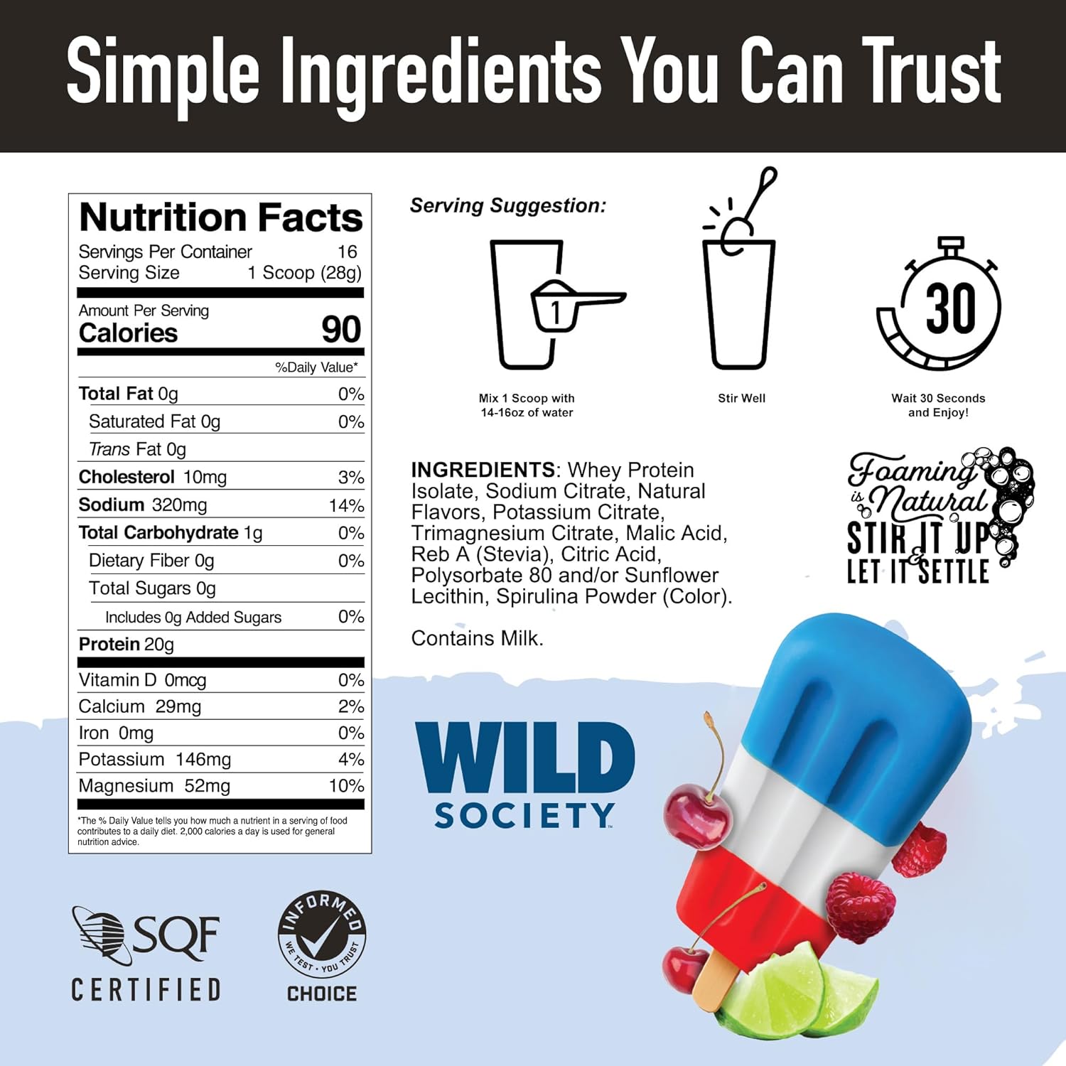 Wild Society Clear Whey Isolate Rocket Pop 16 oz 2Pack! 32oz Total