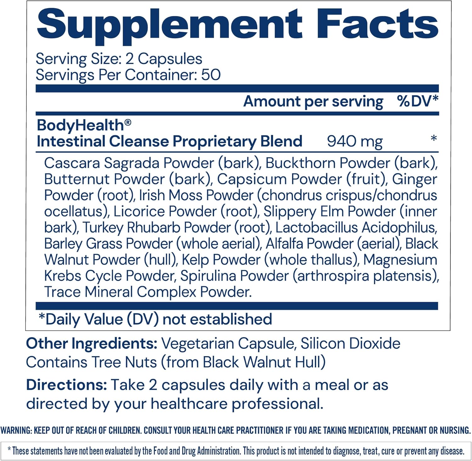 BodyHealth Intestinal Cleanse & Colon Detox, 100 Capsules