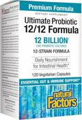 Natural Factors Ultimate Probiotic 12/12 Formula 12 Billion 120 Vegetarian Capsules